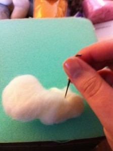 Beginning the needle felting process