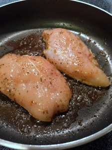 Browning the chicken.